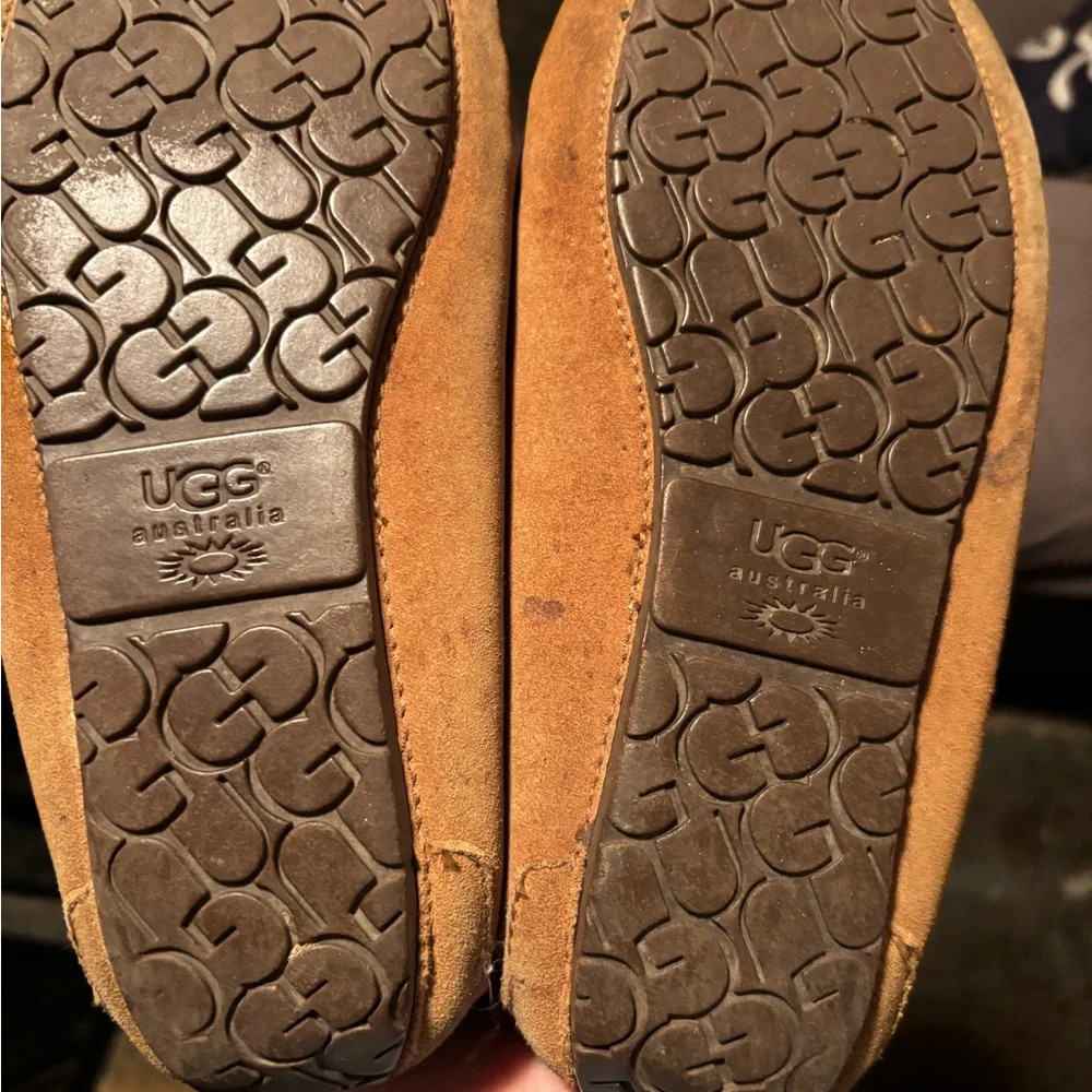 UGG Chestnut Suede Moccasins Girls / Women’s size 4  with Logo Soles